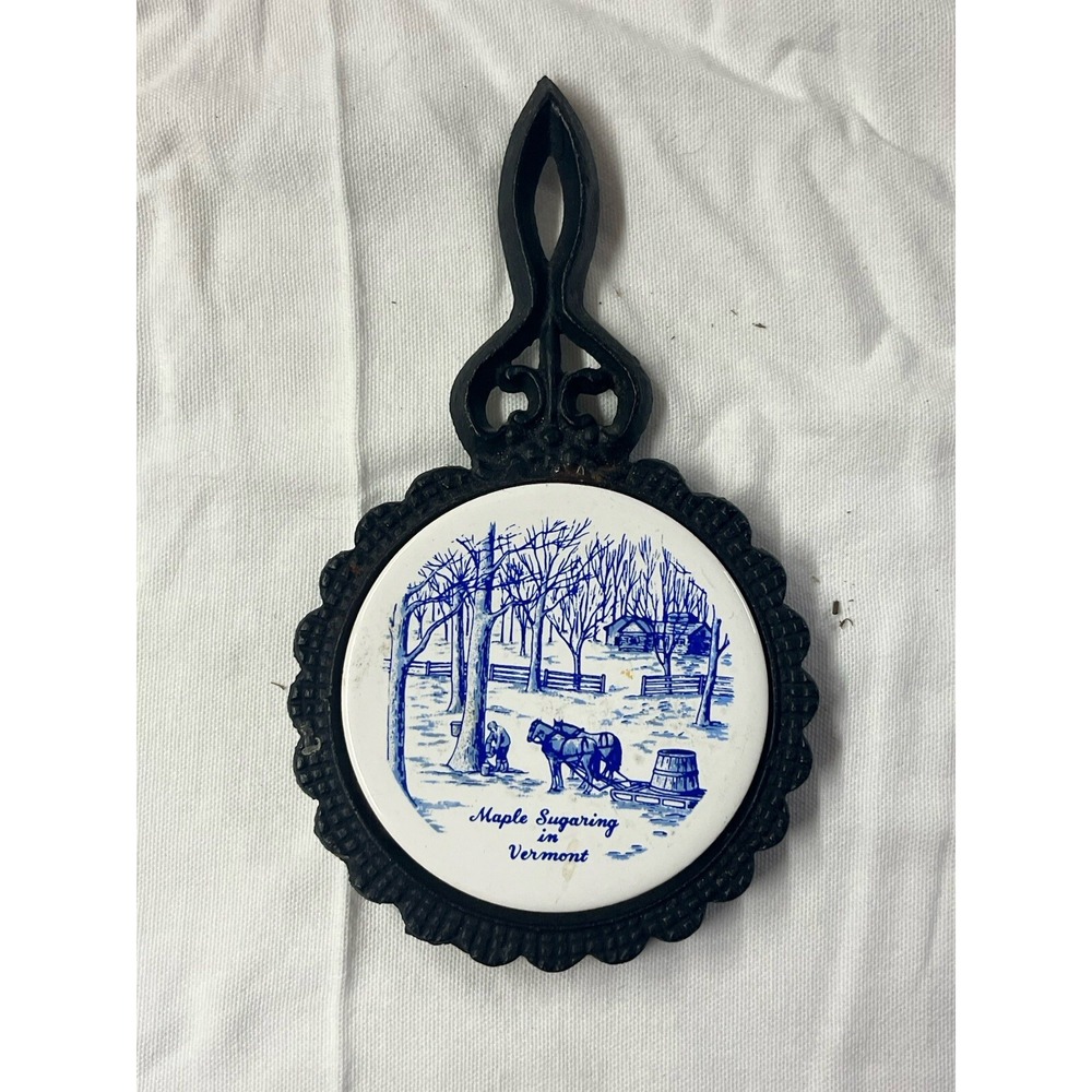 Vintage Ceramic Vermont "Sugaring In Vermont Scene"‎ Hot Plate Decoration